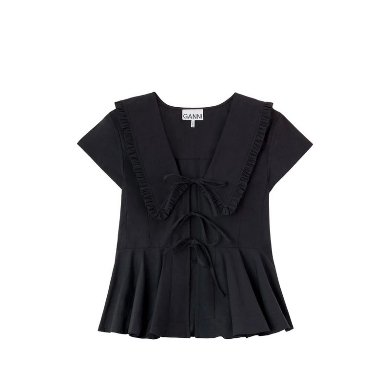 Ganni Black Tops - Blouses Women